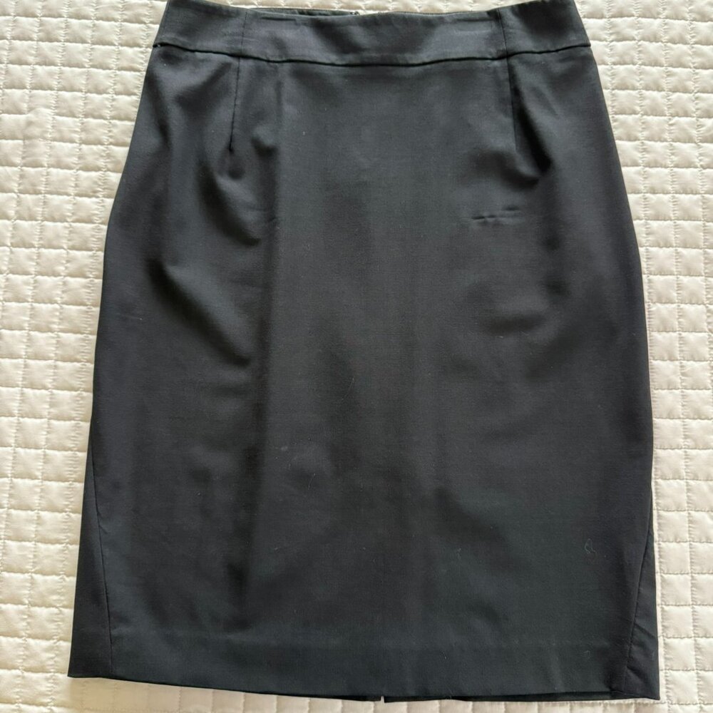Theory Pencil Skirt Slim Fit Stretch Wool Black Size 6
